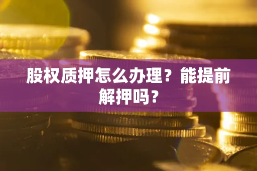 武汉股权质押怎么办理？能提前解押吗？